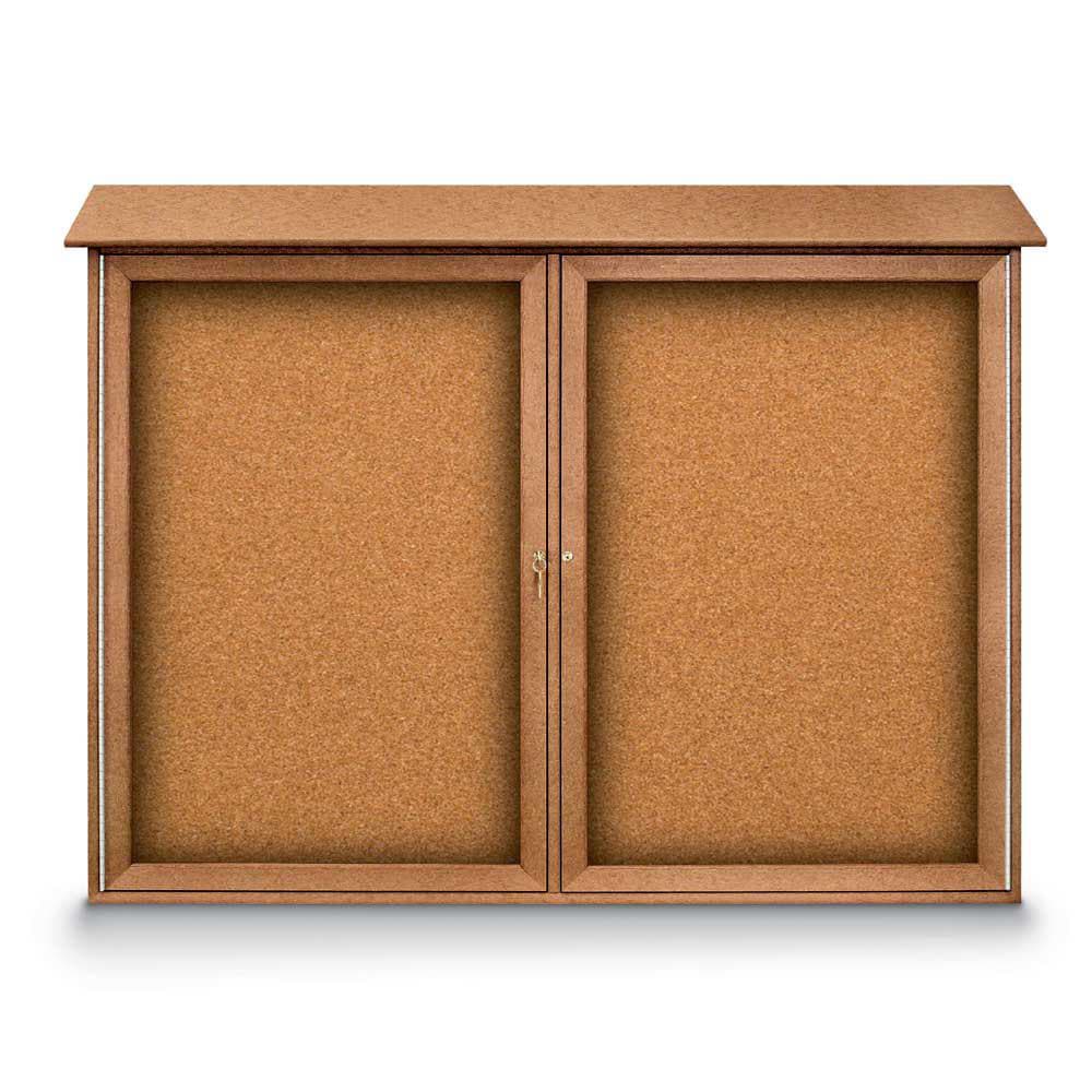 Enclosed Cork Bulletin Board: 52" Wide, 40" High, Cork, Natural Tan