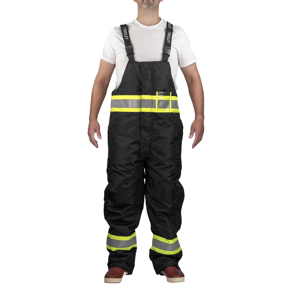 Coveralls & Overalls; Garment Style: General Purpose, Overalls; Size: 4X-Large; Color: Black, Fluorescent Yellow-Green; Material: 420D Polyurethane Coated Nylon, Polyester; Hazardous Protection Level: Non-Hazardous; Ankle Style: Open