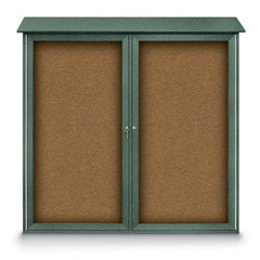 Enclosed Bulletin Board: 48" Wide, 48" High, Cork, Tan