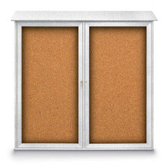 Enclosed Cork Bulletin Board: 48" Wide, 48" High, Cork, Natural Tan