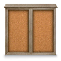 Enclosed Cork Bulletin Board: 48" Wide, 48" High, Cork, Natural Tan