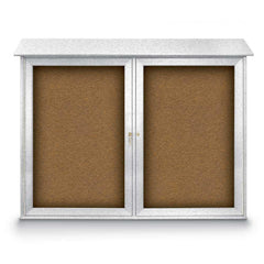 Enclosed Bulletin Board: 45" Wide, 36" High, Cork, Tan