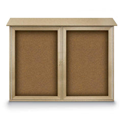 Enclosed Bulletin Board: 45" Wide, 36" High, Cork, Tan