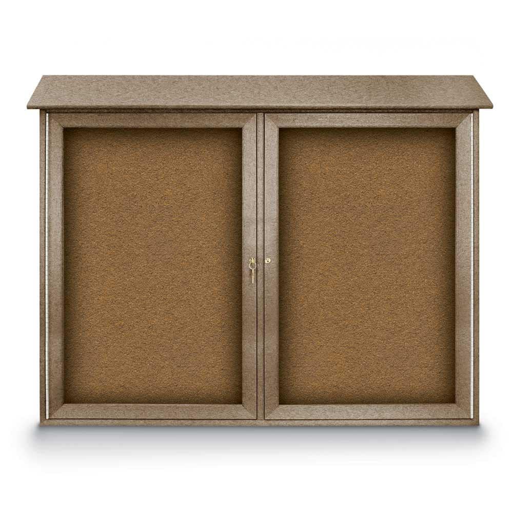 Enclosed Bulletin Board: 45" Wide, 36" High, Cork, Tan