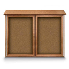 Enclosed Bulletin Board: 45" Wide, 36" High, Cork, Tan