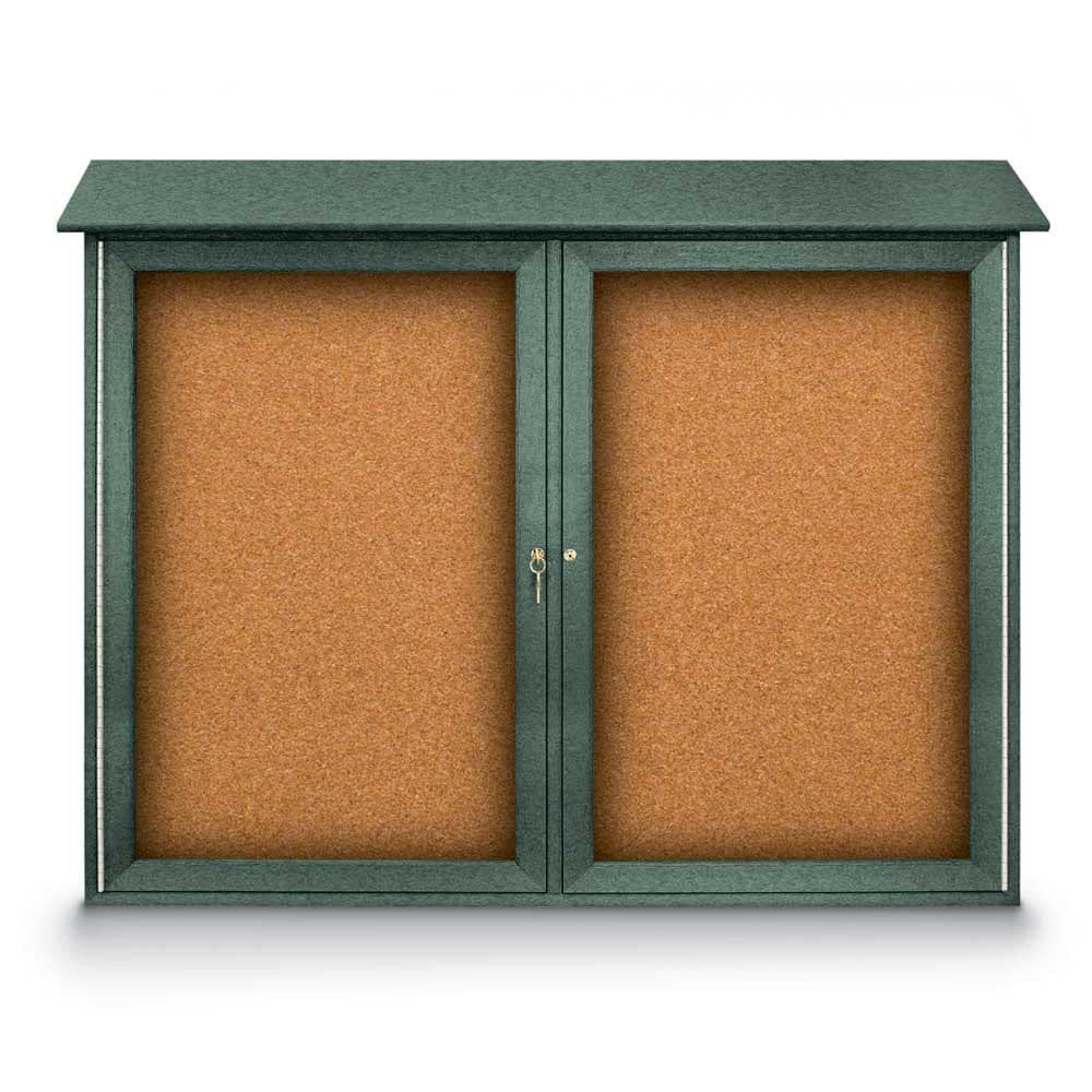 Enclosed Cork Bulletin Board: 45" Wide, 36" High, Cork, Natural Tan