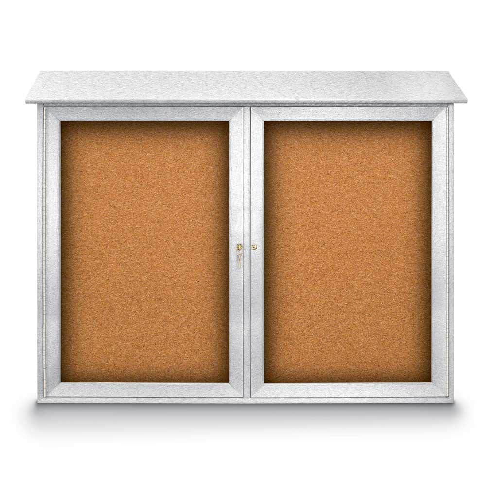 Enclosed Cork Bulletin Board: 45" Wide, 36" High, Cork, Natural Tan