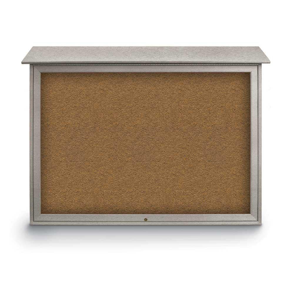 Enclosed Bulletin Board: 52" Wide, 40" High, Cork, Tan