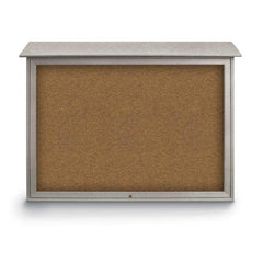 Enclosed Bulletin Board: 52" Wide, 40" High, Cork, Tan