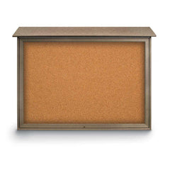 Enclosed Cork Bulletin Board: 52" Wide, 40" High, Cork, Natural Tan