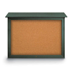 Enclosed Cork Bulletin Board: 45" Wide, 36" High, Cork, Natural Tan