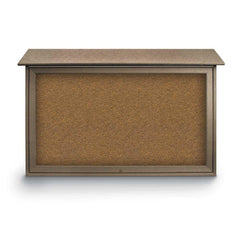 Enclosed Bulletin Board: 45" Wide, 30" High, Cork, Tan