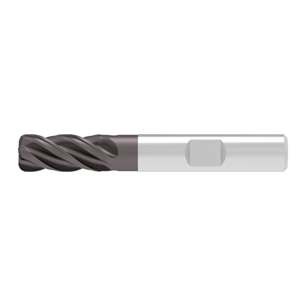 Corner Radius End Mill: 16.00 mm Dia, 32.00 mm LOC, 4.00 mm Radius, 4 Flute, Solid Carbide