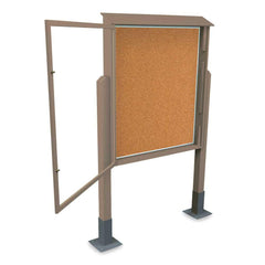 Enclosed Cork Bulletin Board: 48" Wide, 60" High, Cork, Natural Tan