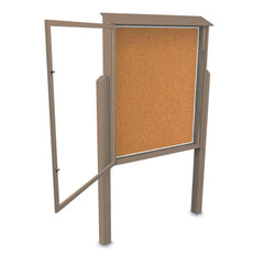 Enclosed Cork Bulletin Board: 48" Wide, 60" High, Cork, Natural Tan