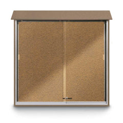 Enclosed Bulletin Board: 48" Wide, 48" High, Cork, Tan