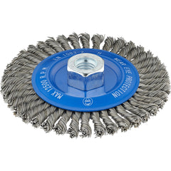 Wheel Brush: 5" Wheel Dia, 1/4" Face Width, 0.0200" Wire Dia,  Crimped