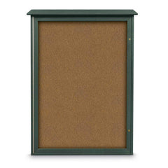 Enclosed Bulletin Board: 54" Wide, 38" High, Cork, Tan