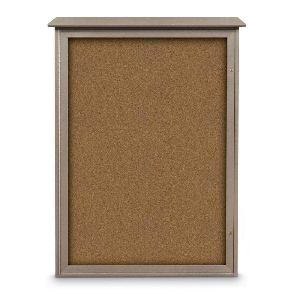 Enclosed Bulletin Board: 54" Wide, 38" High, Cork, Tan