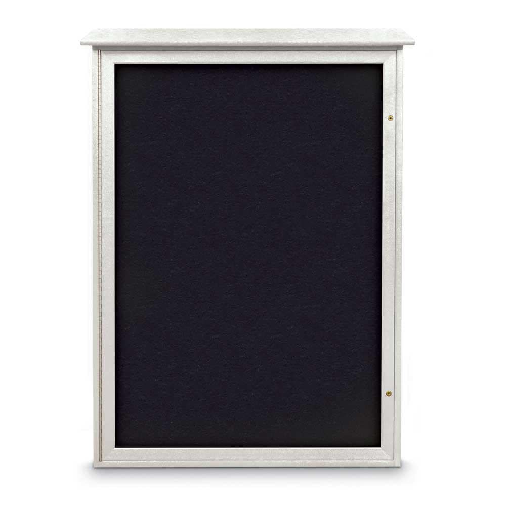 Enclosed Recycled Rubber Bulletin Board: 54" Wide, 38" High, Rubber, Black