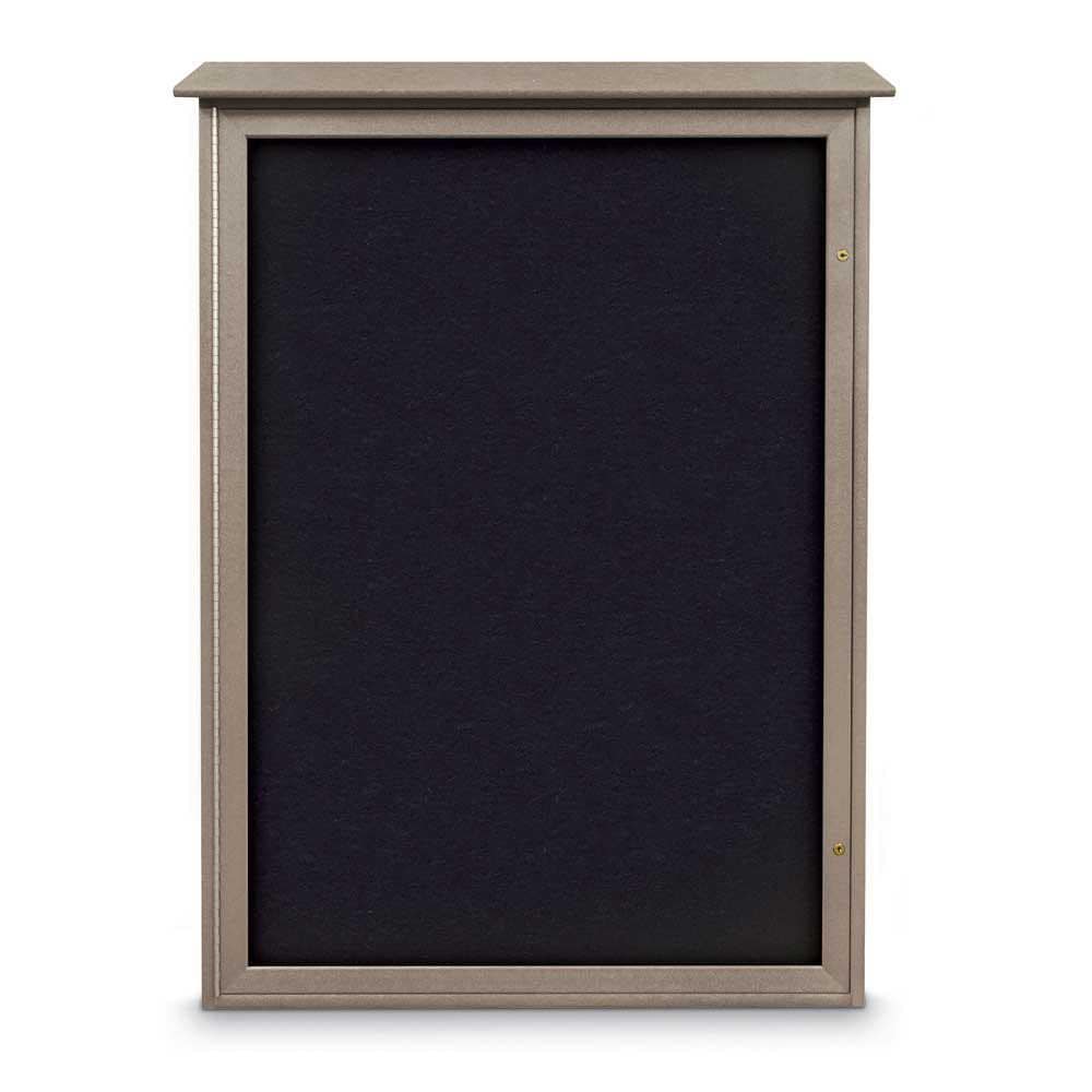 Enclosed Recycled Rubber Bulletin Board: 54" Wide, 38" High, Rubber, Black