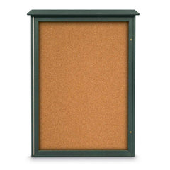 Enclosed Cork Bulletin Board: 54" Wide, 38" High, Cork, Natural Tan