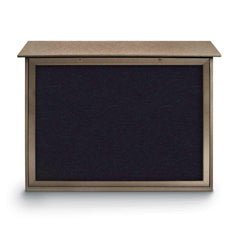 Enclosed Recycled Rubber Bulletin Board: 45" Wide, 36" High, Rubber, Black