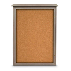 Enclosed Cork Bulletin Board: 54" Wide, 38" High, Cork, Natural Tan