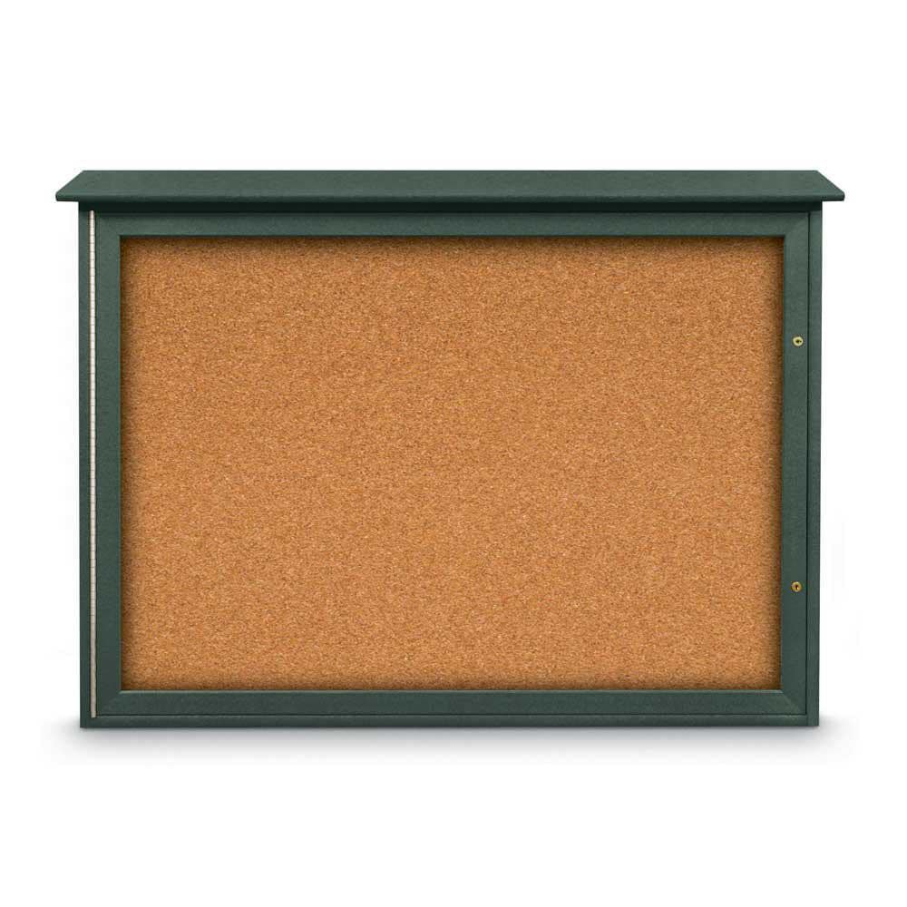 Enclosed Cork Bulletin Board: 48" Wide, 36" High, Cork, Natural Tan