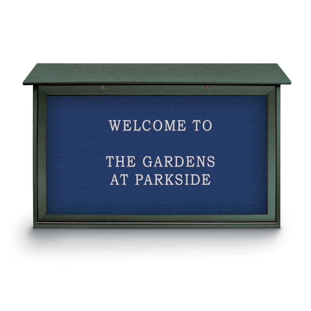 Enclosed Letter Board: 45" Wide, 30" High, Laminate, Blue