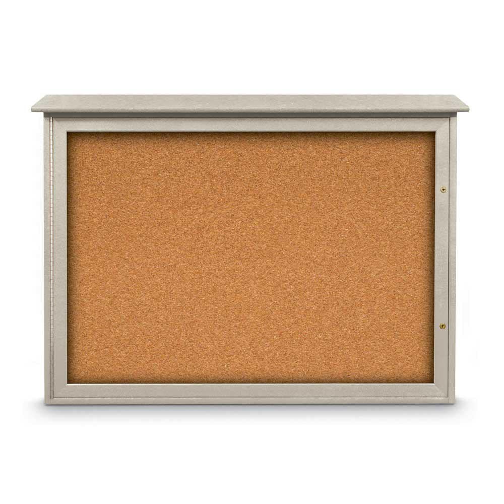 Enclosed Cork Bulletin Board: 48" Wide, 36" High, Cork, Natural Tan