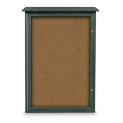 Enclosed Bulletin Board: 48" Wide, 32" High, Cork, Tan