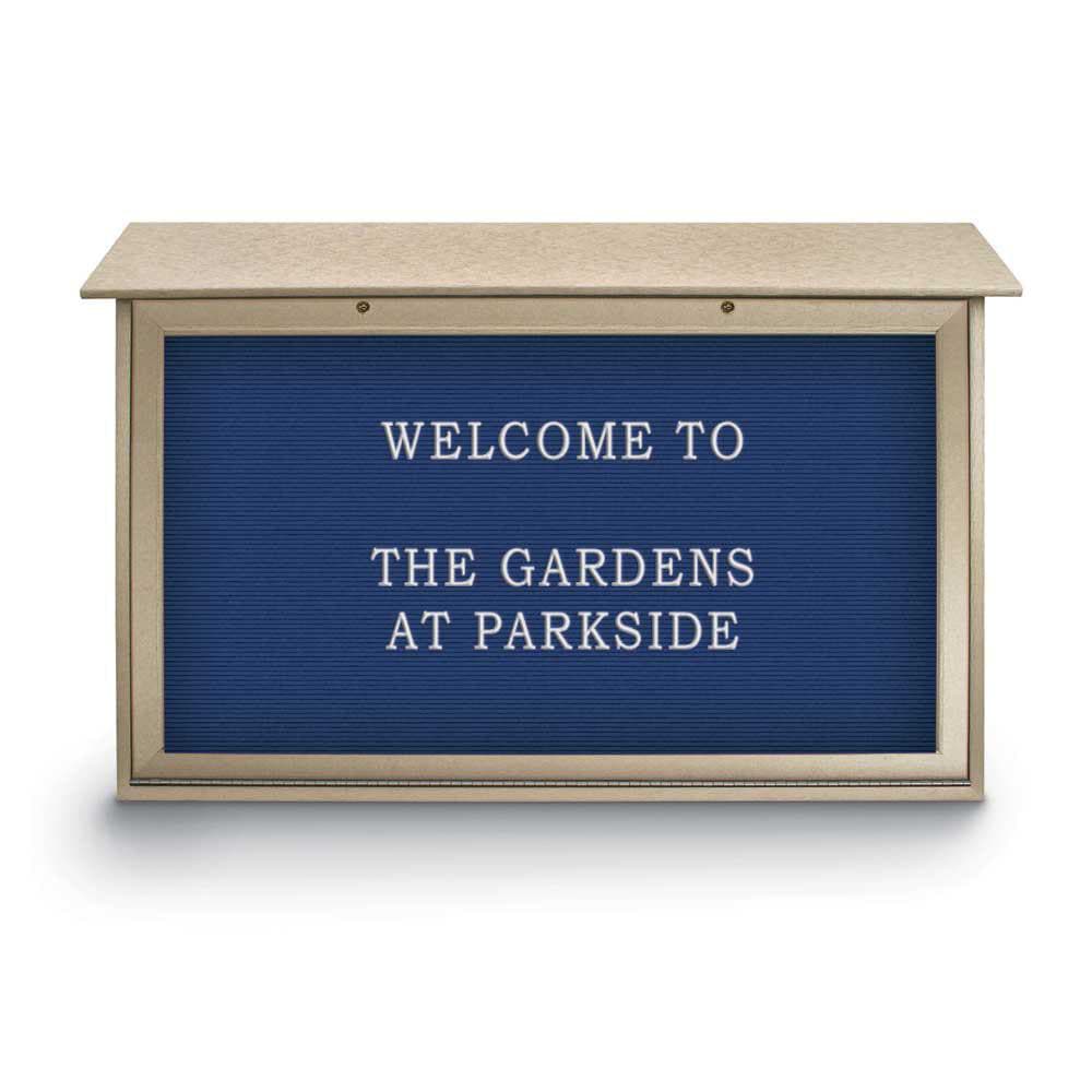 Enclosed Letter Board: 45" Wide, 30" High, Laminate, Blue