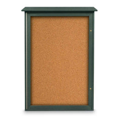 Enclosed Cork Bulletin Board: 48" Wide, 32" High, Cork, Natural Tan