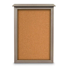 Enclosed Cork Bulletin Board: 48" Wide, 32" High, Cork, Natural Tan