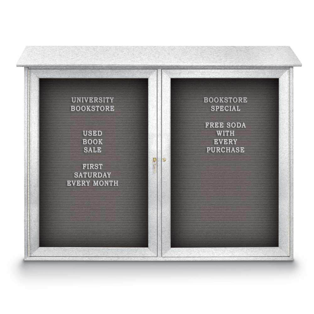 Enclosed Letter Board: 45" Wide, 36" High, Fabric, Gray