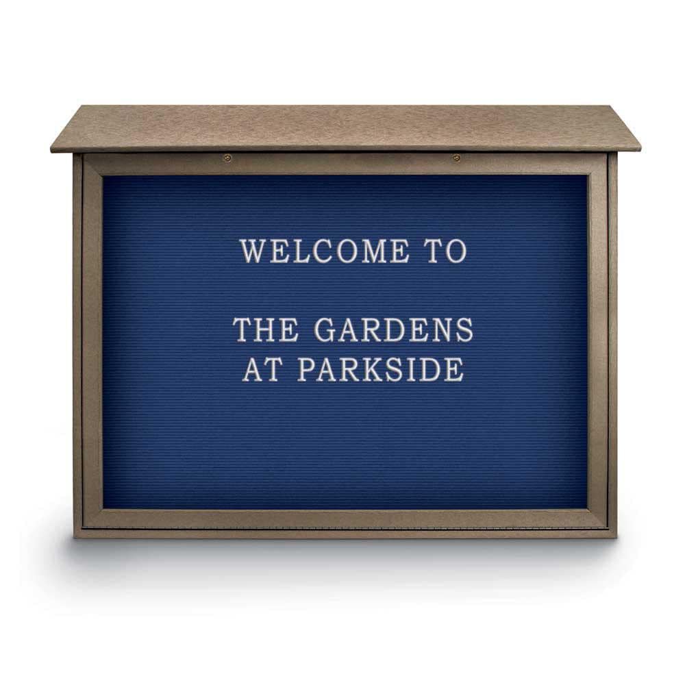 Enclosed Letter Board: 45" Wide, 36" High, Laminate, Blue