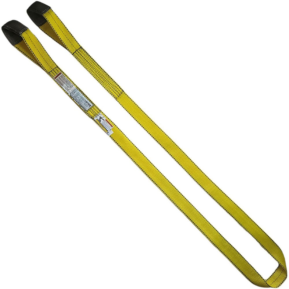 Flat Eye & Eye, Type 3 Web Sling: 4' Long, 2" Wide, 3200 lb Vertical Capacity, Nylon