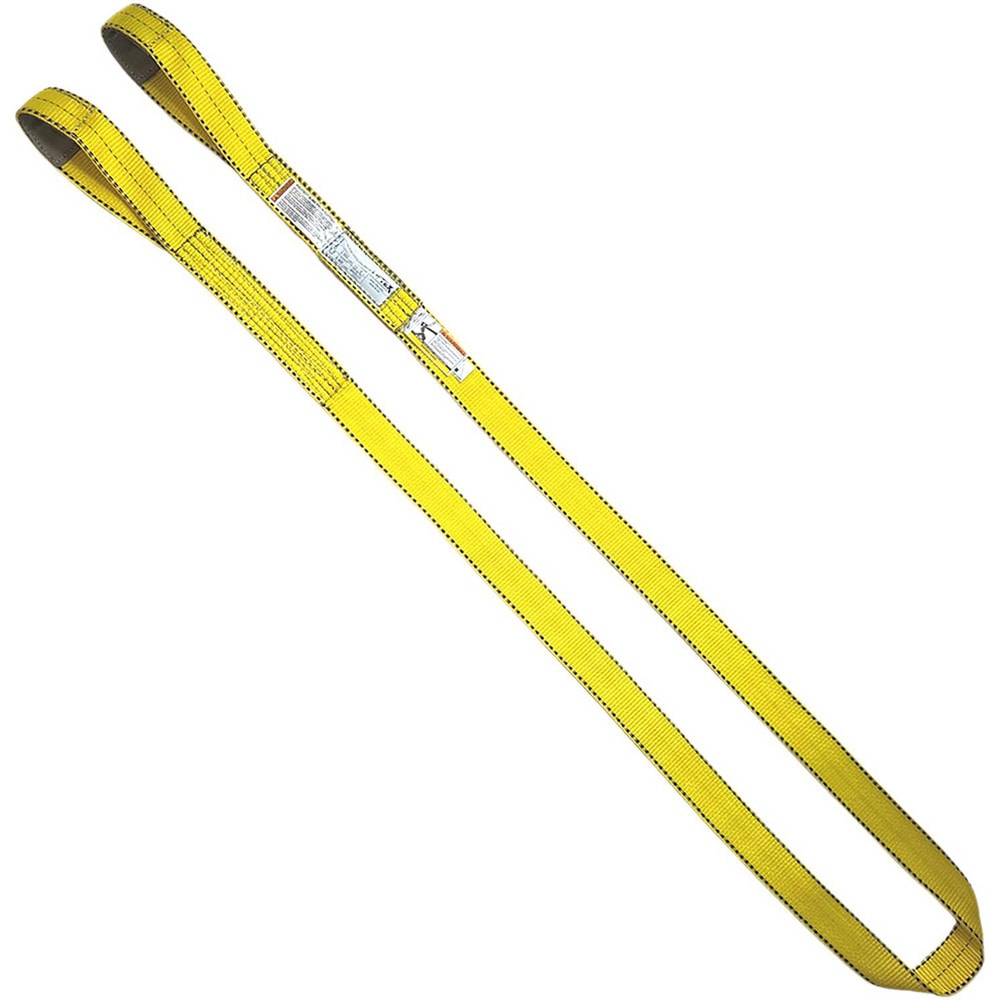 Flat Eye & Eye, Type 3 Web Sling: 8' Long, 2" Wide, 6400 lb Vertical Capacity, Nylon