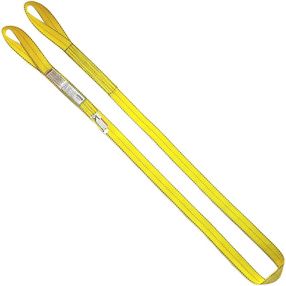 Twisted Eye & Eye, Type 4 Web Sling: 6' Long, 1" Wide, 3200 lb Vertical Capacity, Nylon