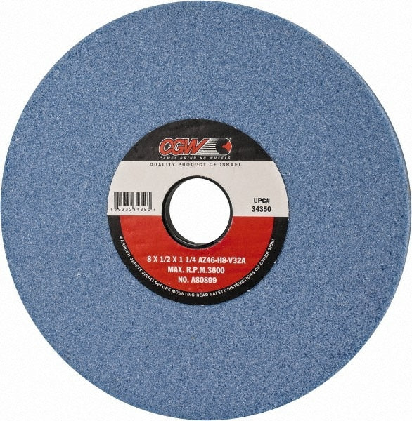 Surface Grinding Wheel: 8" Dia, 1/2" Thick, 1-1/4" Arbor, 46 Grit