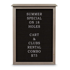 Enclosed Letter Board: 54" Wide, 38" High, Laminate, Black