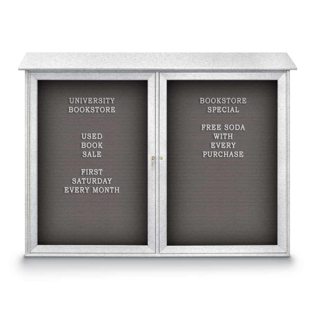 Enclosed Letter Board: 52" Wide, 40" High, Fabric, Gray