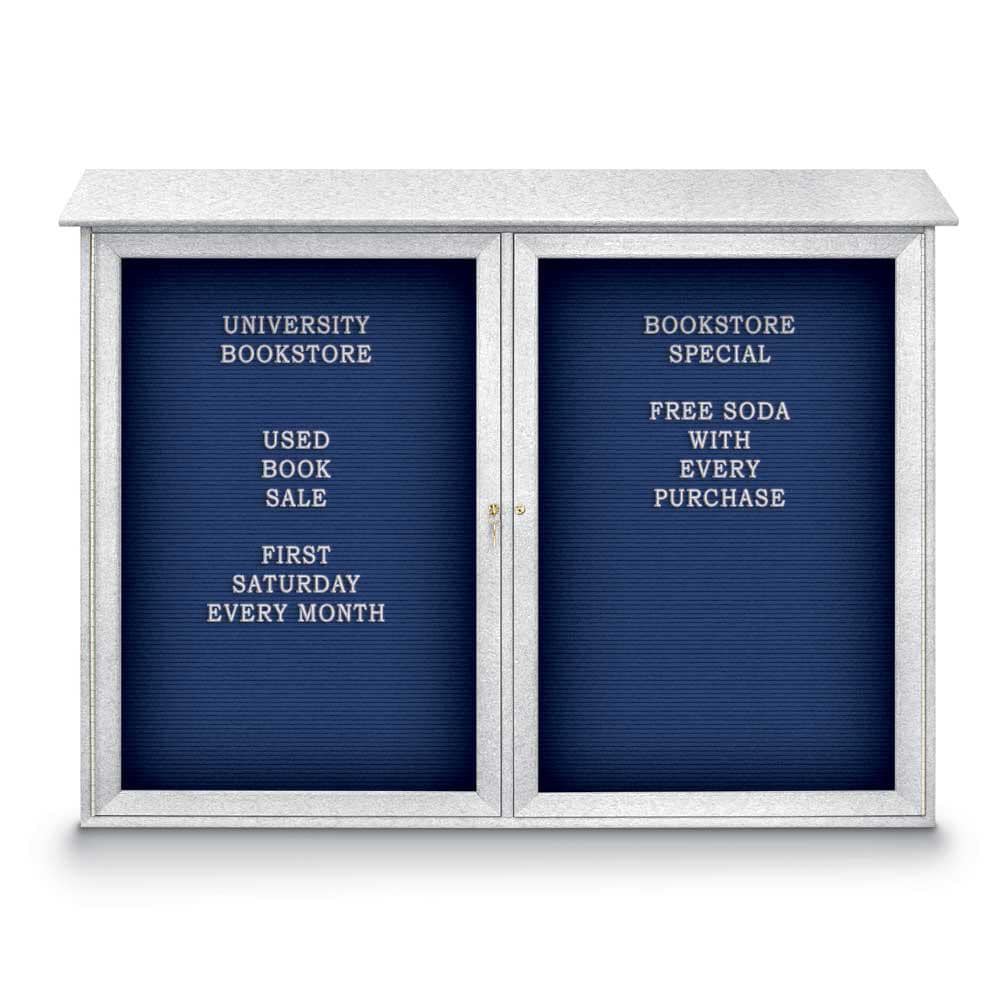 Enclosed Letter Board: 52" Wide, 40" High, Laminate, Blue