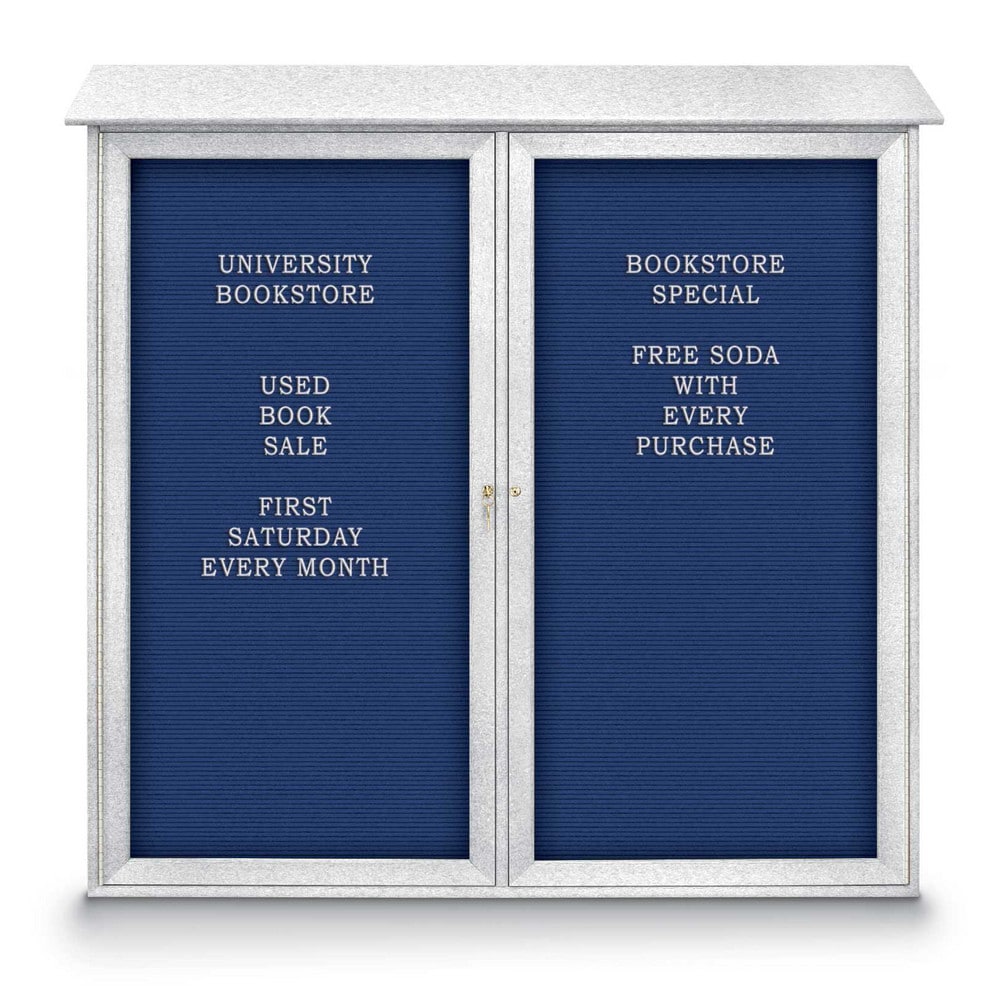 Enclosed Letter Board: 48" Wide, 48" High, Laminate, Blue