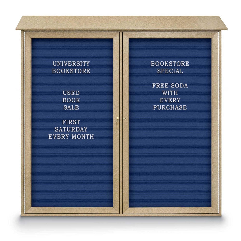 Enclosed Letter Board: 48" Wide, 48" High, Laminate, Blue