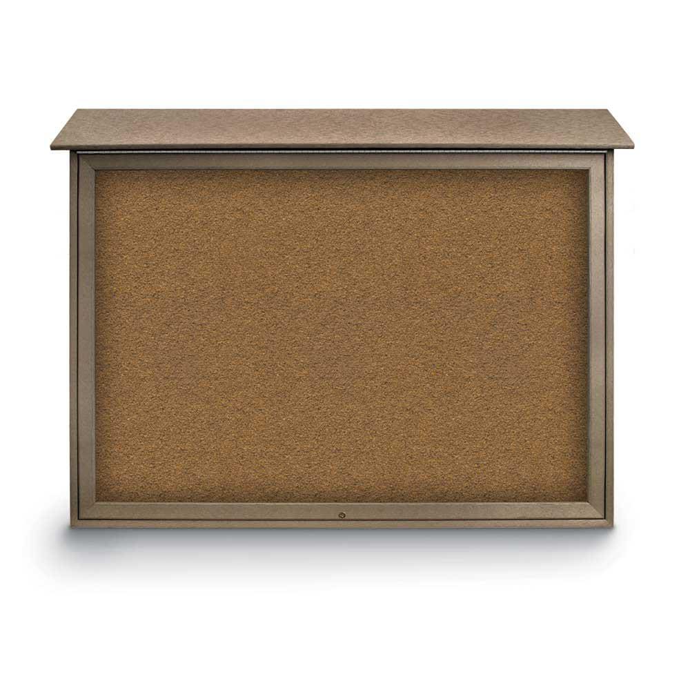 Enclosed Bulletin Board: 52" Wide, 40" High, Cork, Tan