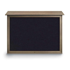 Enclosed Recycled Rubber Bulletin Board: 52" Wide, 40" High, Rubber, Black