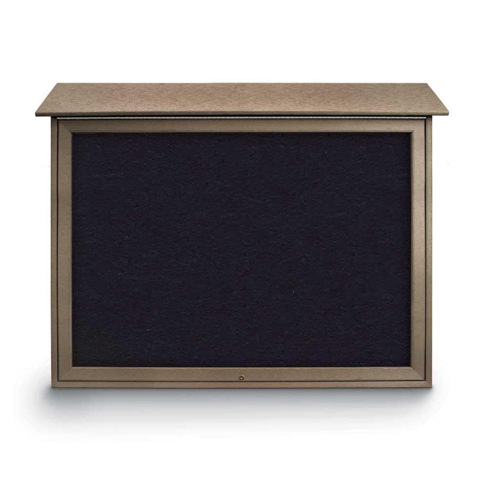 Enclosed Recycled Rubber Bulletin Board: 45" Wide, 36" High, Rubber, Black