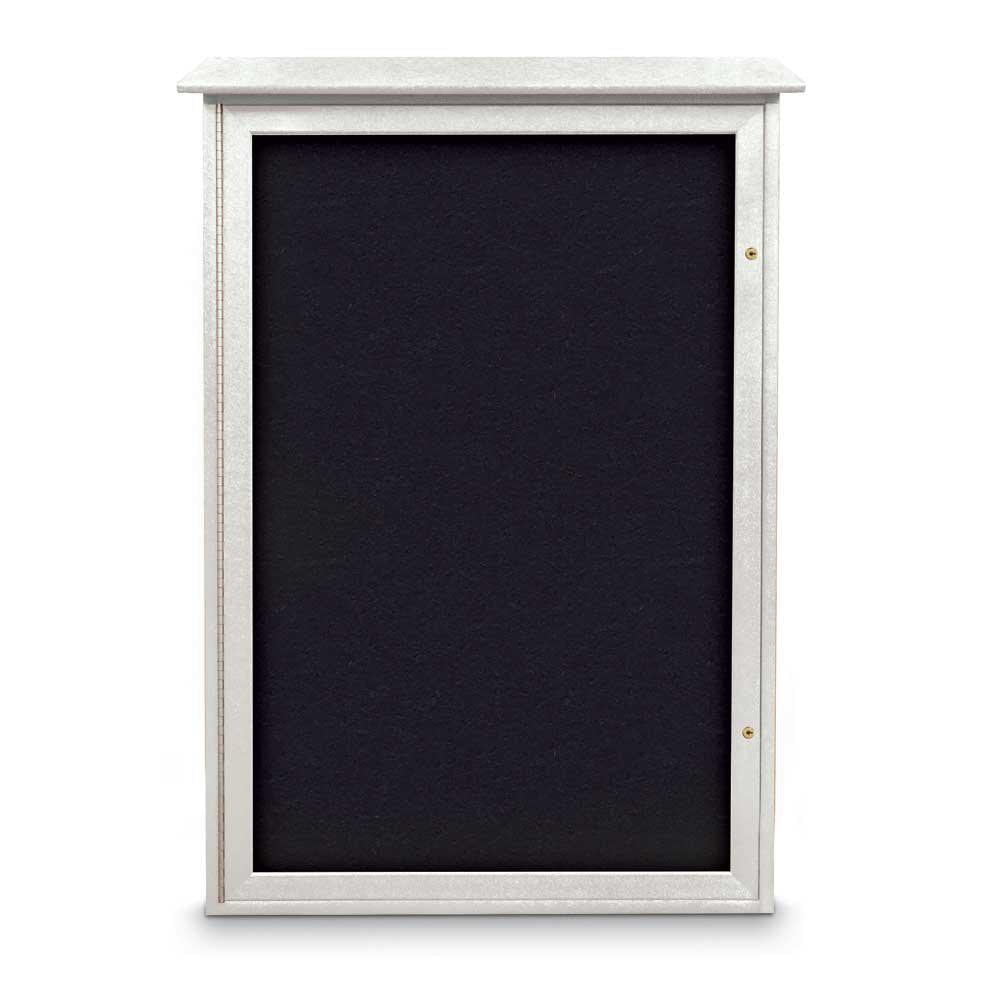 Enclosed Recycled Rubber Bulletin Board: 48" Wide, 32" High, Rubber, Black